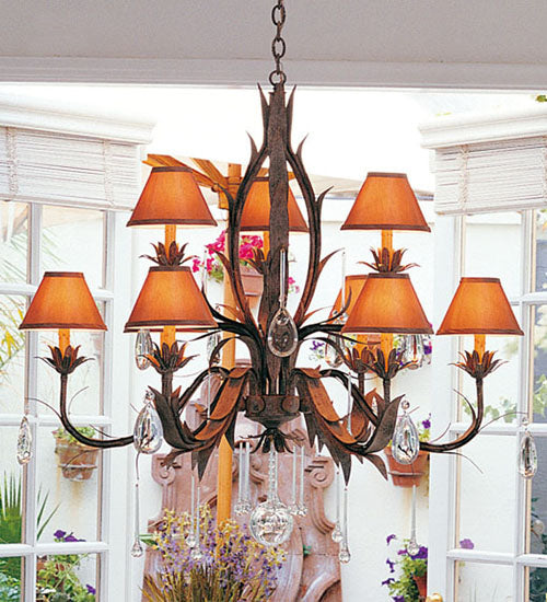 36" Slenderleaf 9 Light Chandelier detail view