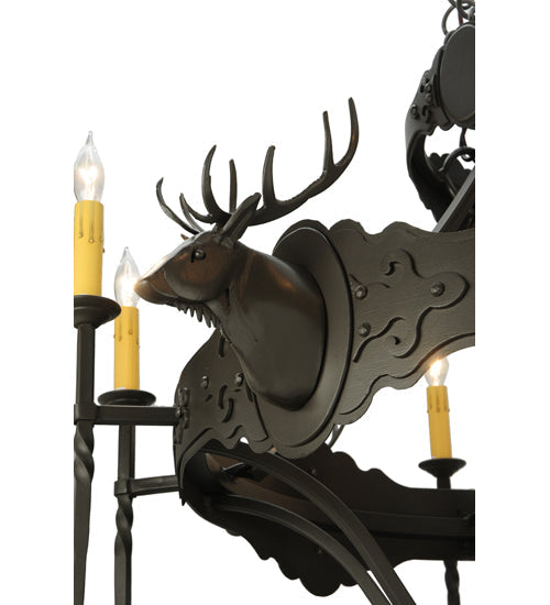 40" Stag 8 Light Chandelier detail view