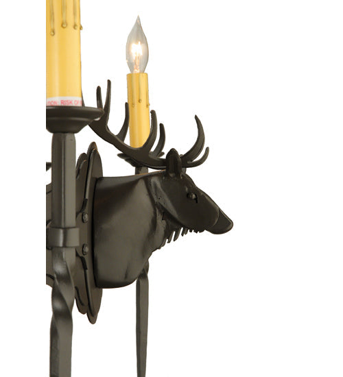 40" Stag 8 Light Chandelier detail view