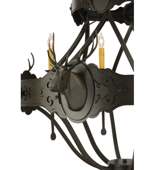 40" Stag 8 Light Chandelier detail view