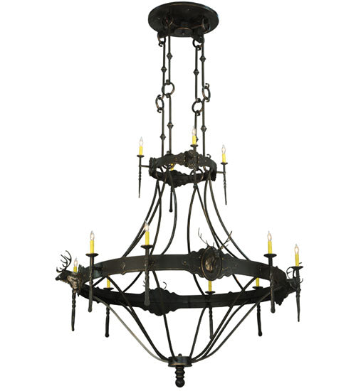 66.5" Stag 12 Light Two Tier Chandelier hero view