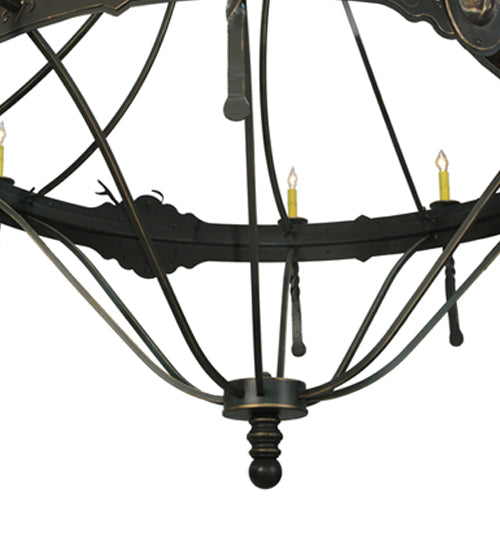 66.5" Stag 12 Light Two Tier Chandelier detail view