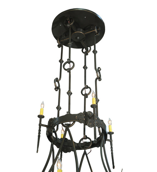 66.5" Stag 12 Light Two Tier Chandelier detail view