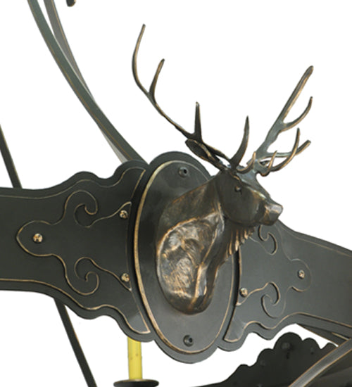 66.5" Stag 12 Light Two Tier Chandelier detail view