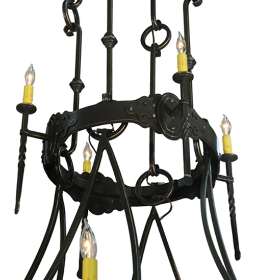 66.5" Stag 12 Light Two Tier Chandelier detail view