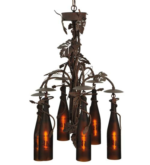 20" Tuscan Vineyard 6 Wine Bottle Chandelier detail view
