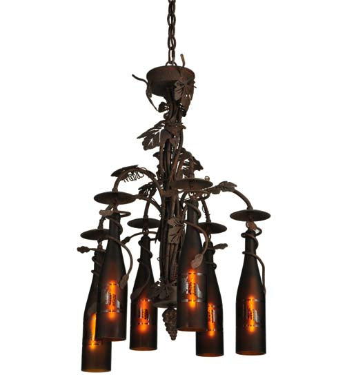 20" Tuscan Vineyard 6 Wine Bottle Chandelier detail view