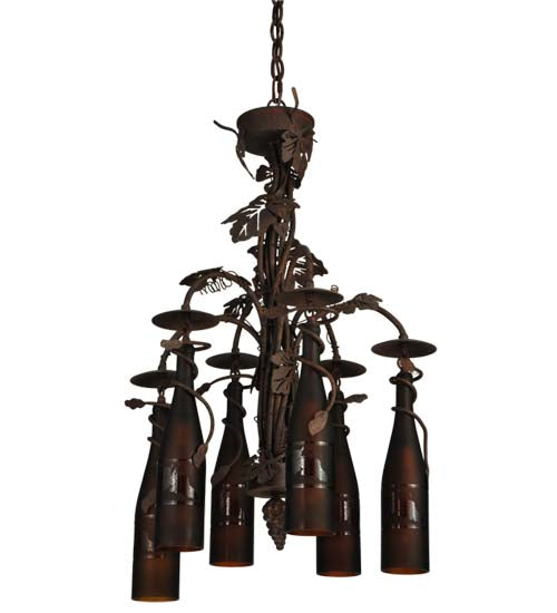 20" Tuscan Vineyard 6 Wine Bottle Chandelier detail view