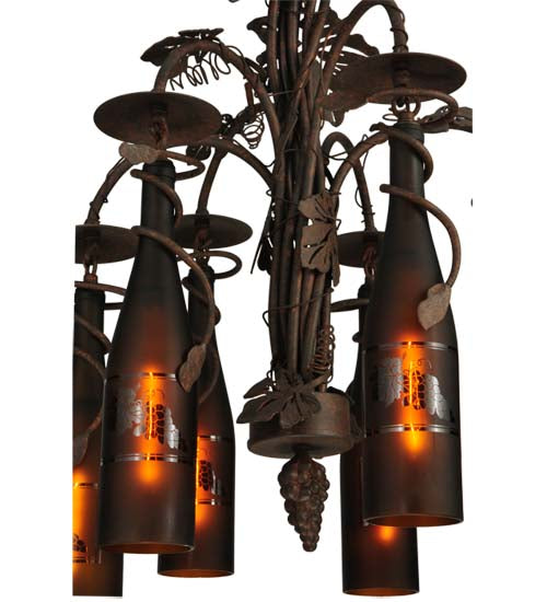 20" Tuscan Vineyard 6 Wine Bottle Chandelier detail view