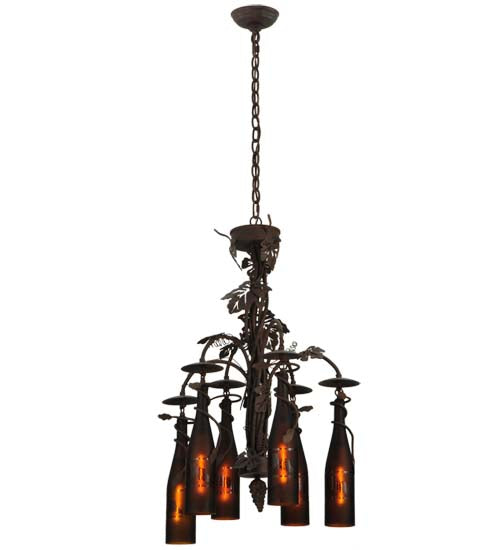 20" Tuscan Vineyard 6 Wine Bottle Chandelier detail view