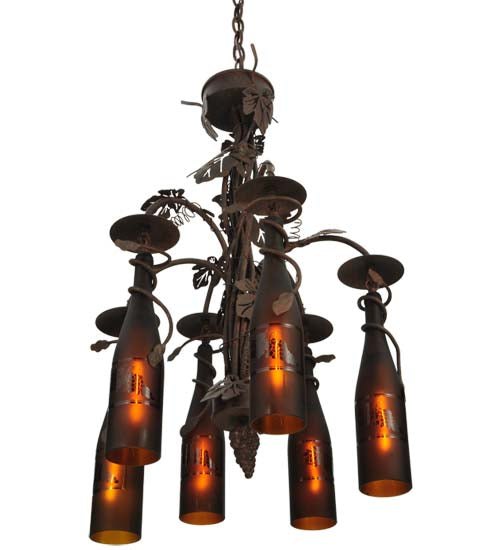 20" Tuscan Vineyard 6 Wine Bottle Chandelier detail view
