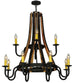 44" Barrel Stave Madera 12 Light Two Tier Chandelier detail view