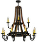 44" Barrel Stave Madera 12 Light Two Tier Chandelier detail view