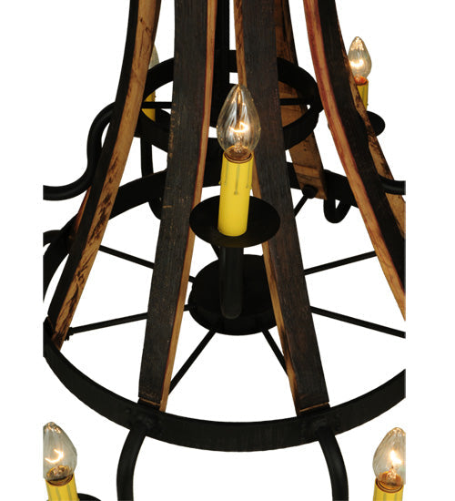 44" Barrel Stave Madera 12 Light Two Tier Chandelier detail view