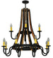 44" Barrel Stave Madera 12 Light Two Tier Chandelier detail view