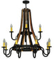 44" Barrel Stave Madera 12 Light Two Tier Chandelier detail view