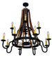44" Barrel Stave Madera 12 Light Two Tier Chandelier detail view