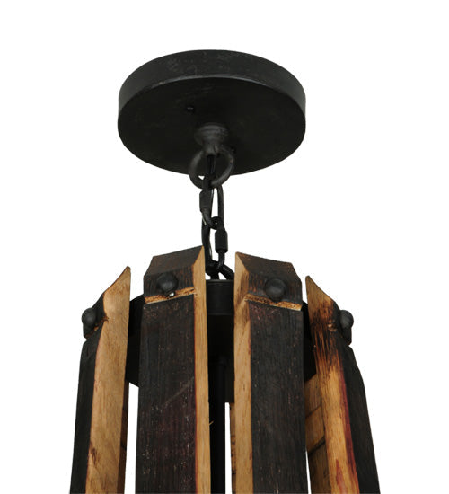 44" Barrel Stave Madera 12 Light Two Tier Chandelier detail view