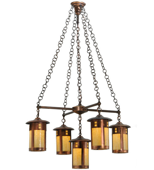 36" Fulton Prairie Loft 5 Light Chandelier detail view