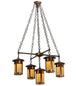36" Fulton Prairie Loft 5 Light Chandelier detail view