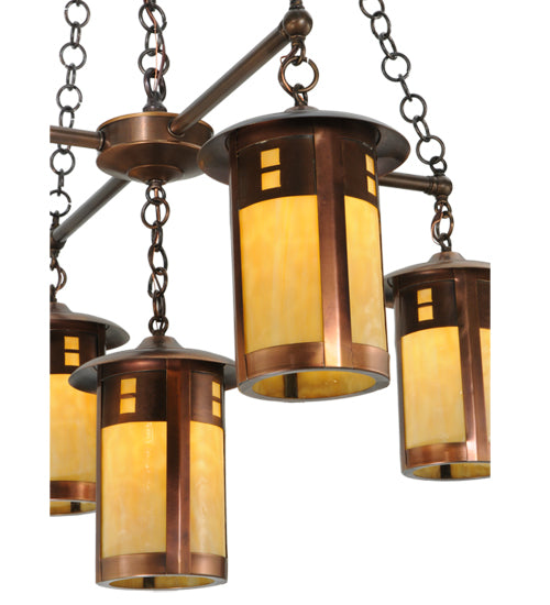 36" Fulton Prairie Loft 5 Light Chandelier detail view