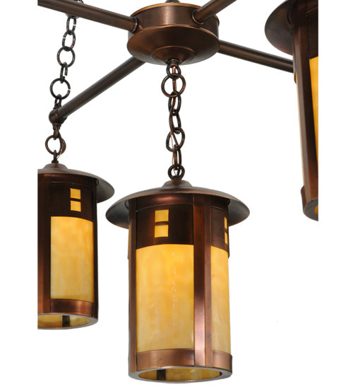 36" Fulton Prairie Loft 5 Light Chandelier detail view