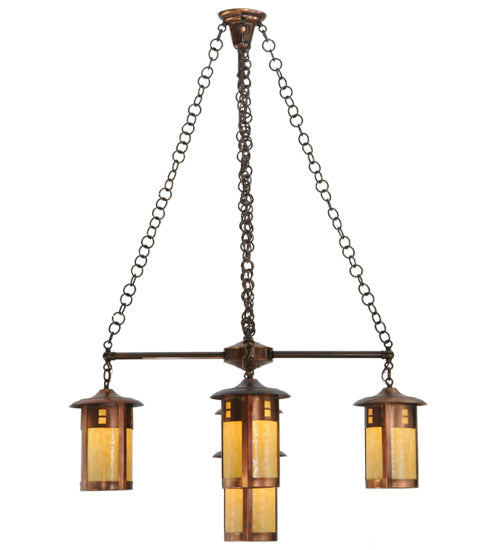 36" Fulton Prairie Loft 5 Light Chandelier detail view