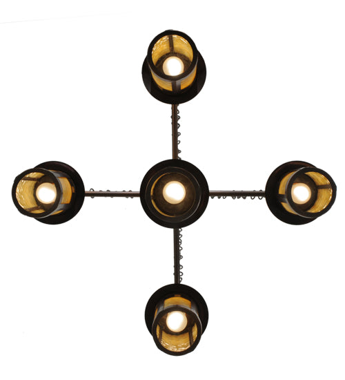 36" Fulton Prairie Loft 5 Light Chandelier detail view
