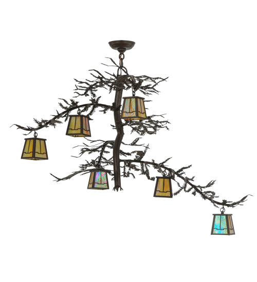 45" Pine Branch Valley View 6 Light Chandelier detail view