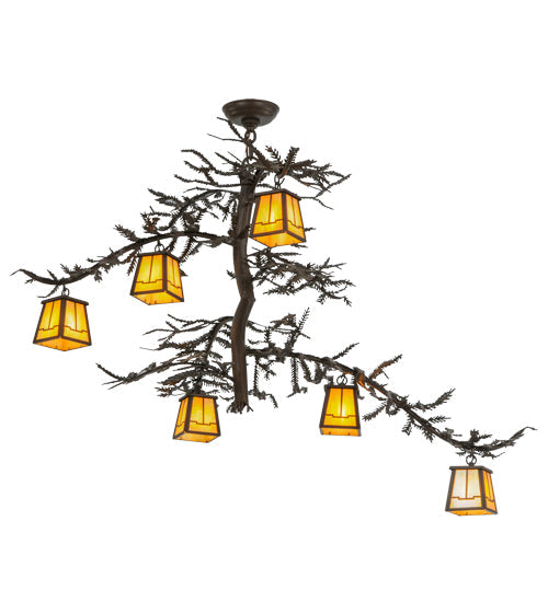 45" Pine Branch Valley View 6 Light Chandelier detail view