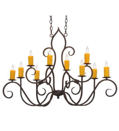 48" Clifton 10 Light Oblong Chandelier detail view