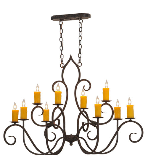 48" Clifton 10 Light Oblong Chandelier detail view