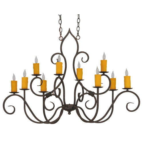 48" Clifton 10 Light Oblong Chandelier detail view
