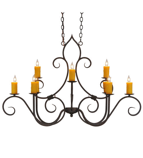 48" Clifton 10 Light Oblong Chandelier detail view