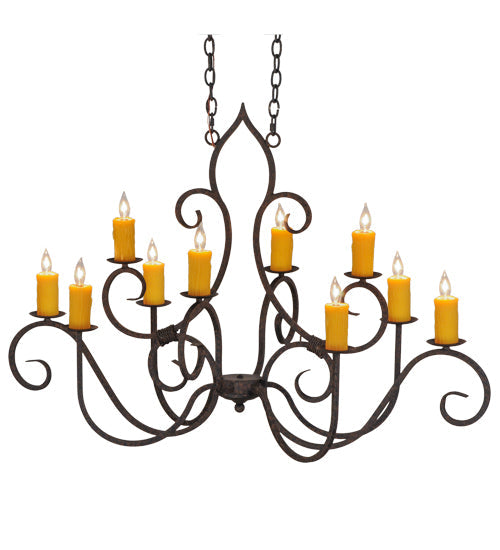 48" Clifton 10 Light Oblong Chandelier detail view
