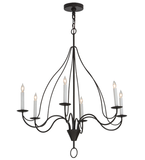 36" Polonaise 6 Light Chandelier detail view