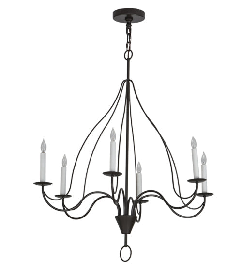 36" Polonaise 6 Light Chandelier detail view