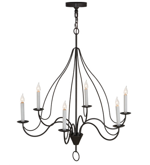 36" Polonaise 6 Light Chandelier detail view