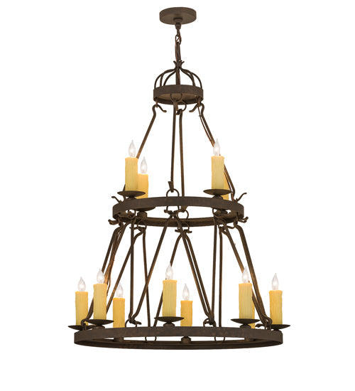 36" Lakeshore 12 Light Two Tier Chandelier detail view