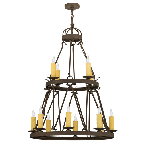 36" Lakeshore 12 Light Two Tier Chandelier detail view