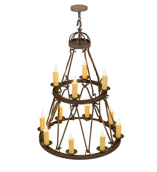 36" Lakeshore 12 Light Two Tier Chandelier detail view