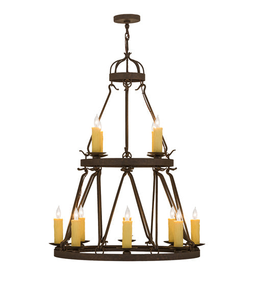 36" Lakeshore 12 Light Two Tier Chandelier detail view