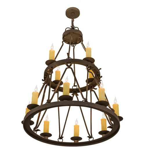 36" Lakeshore 12 Light Two Tier Chandelier detail view