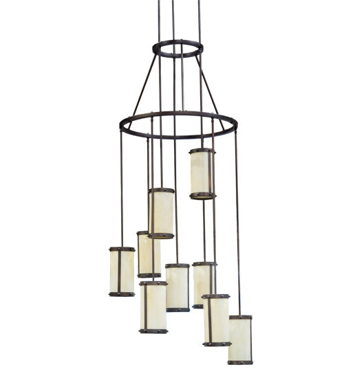 35" Cartier 9 Light Cascading Chandelier detail view