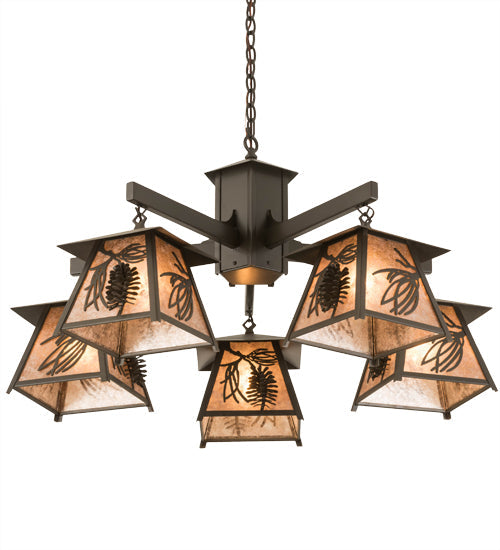 40" Scotch Pine 5 Light Chandelier detail view