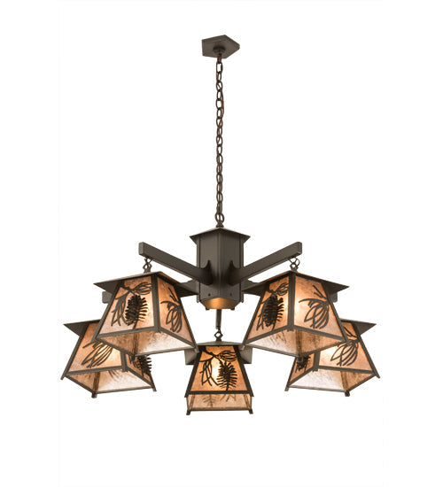 40" Scotch Pine 5 Light Chandelier detail view