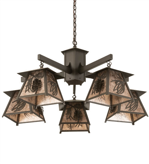 40" Scotch Pine 5 Light Chandelier detail view