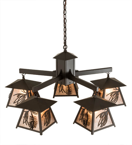 40" Scotch Pine 5 Light Chandelier detail view