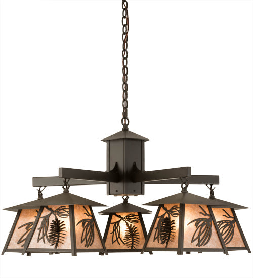 40" Scotch Pine 5 Light Chandelier detail view