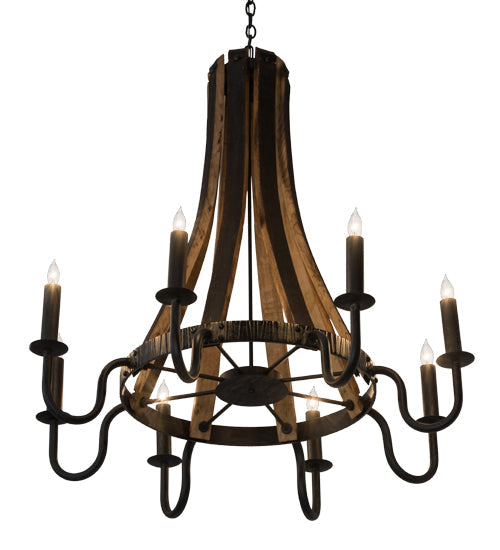 43" Barrel Stave Madera 8 Light Chandelier detail view